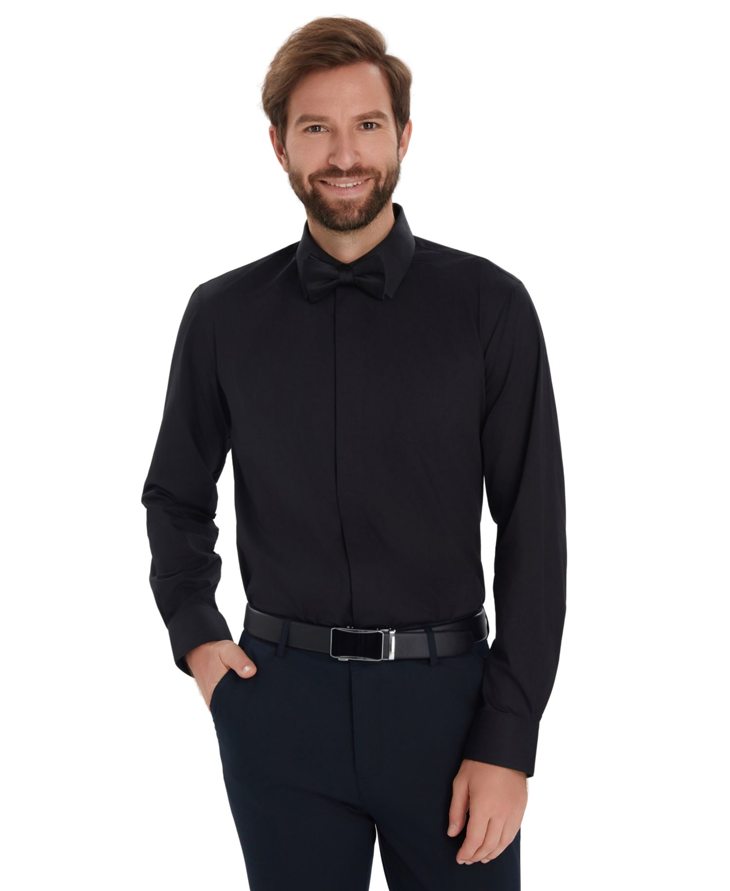 Men's Slim-Fit Formal Solid Dress Shirt