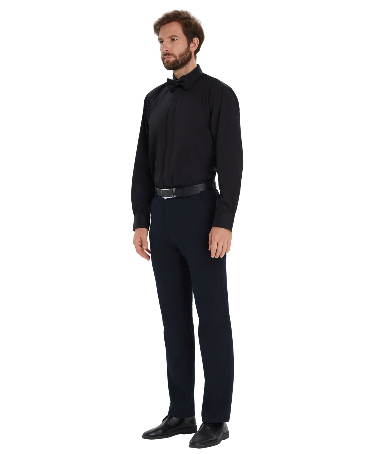 Мужская рубашка Alfani Formal Solid Regular Fit Dress Shirt, цвет: Чёрный — фото 4