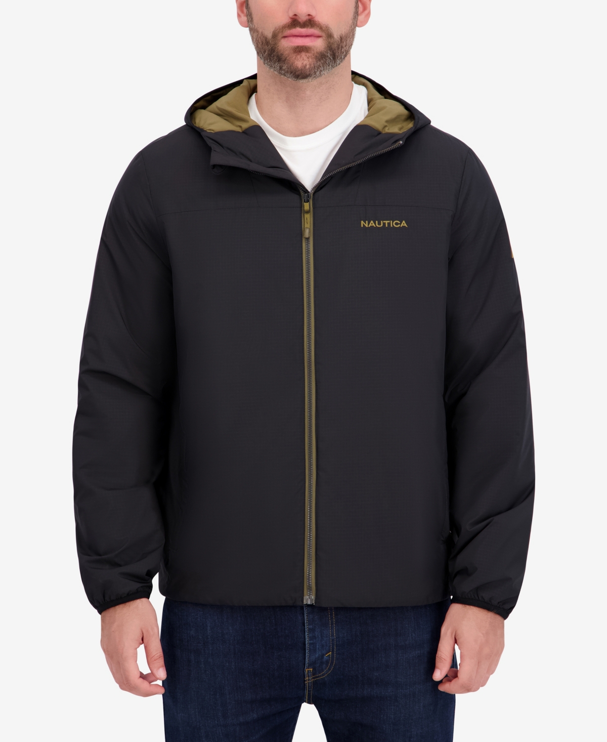 Nautica Men's Hooded Transitional Zip Front Jacket