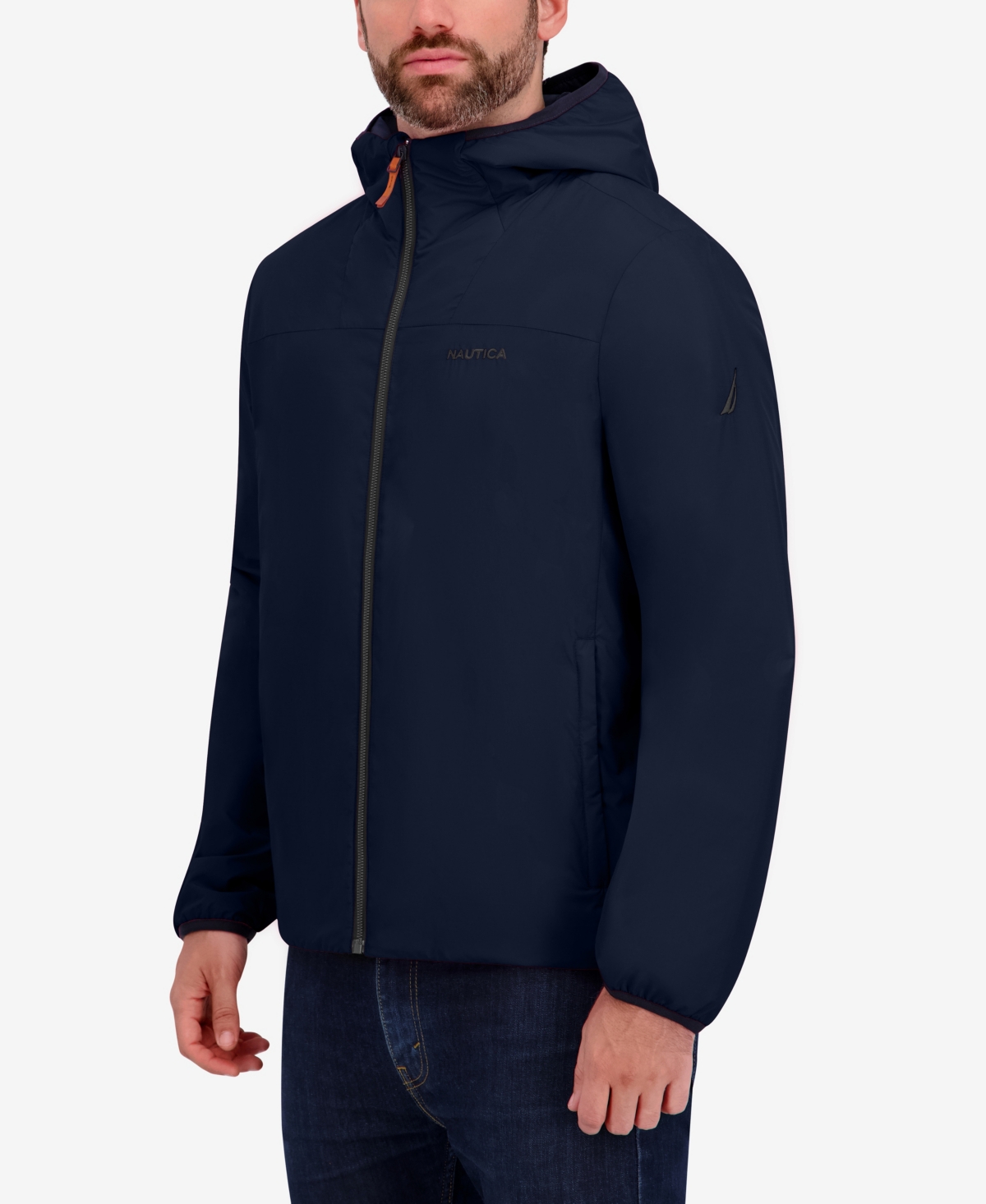 Nautica Men's Hooded Transitional Zip Front Jacket