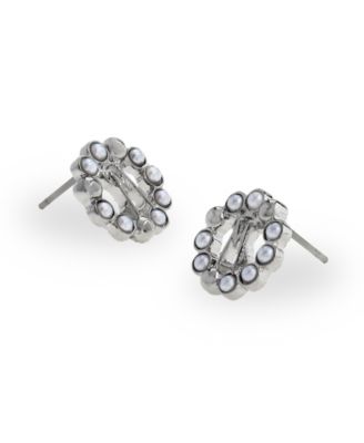 Faux Cultured Pearl Signature Circle Stud Earrings