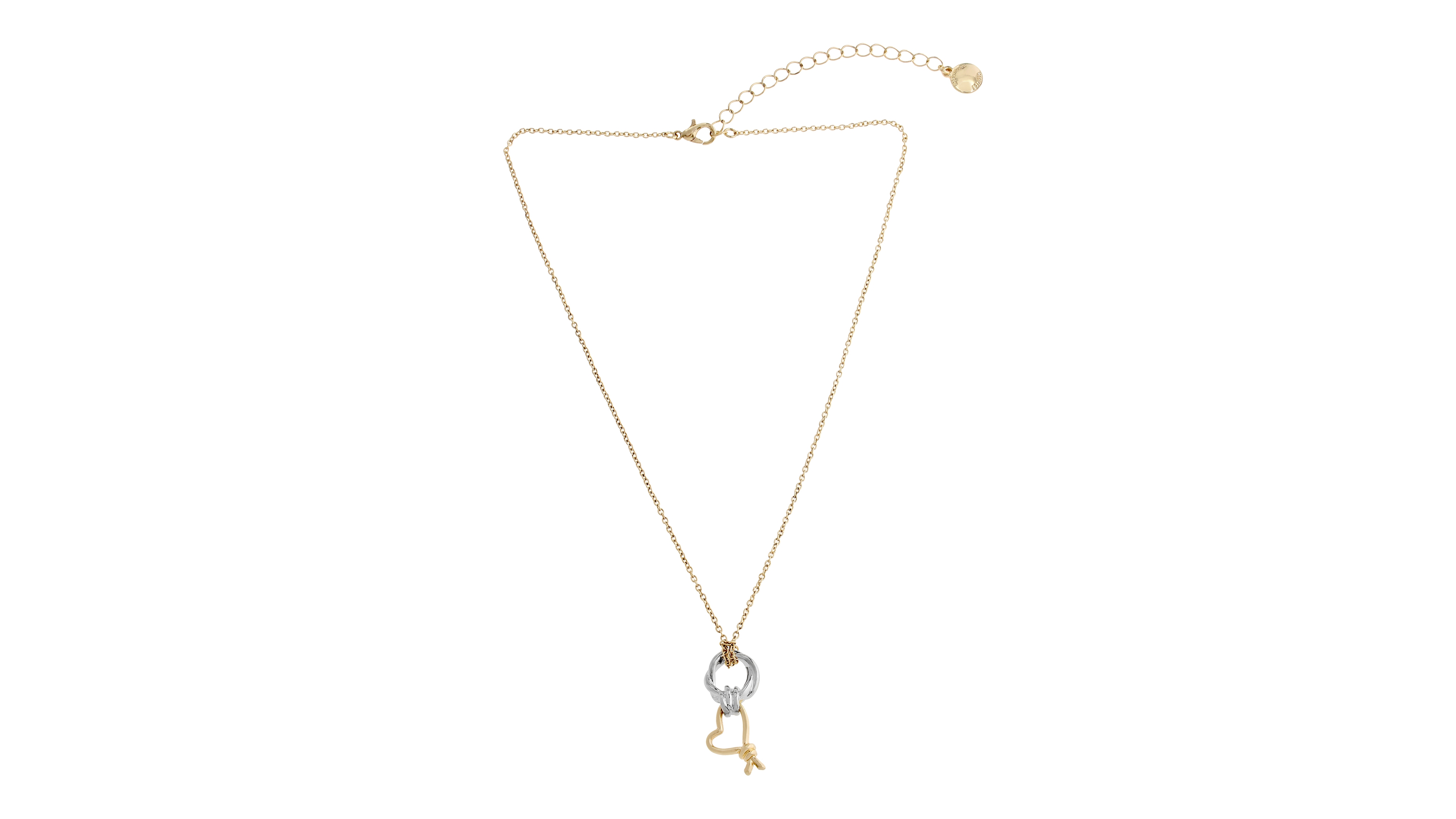 Steve Madden Two Tone Heart Knot Pendant Necklace