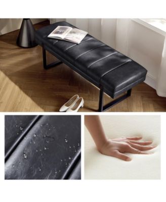 Mid-century Modern Laurens Upholstered Bench with Metal Legs