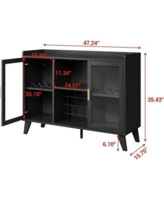 Bar Cabinet with LED Light, Liquor Cabinet with Racks & Glass Holder