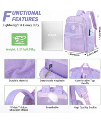 Mesh Backpack Heavy Duty, See Through School Backpack Transparent Bookbag for Swimming, Beach, Sports, Work, Travel