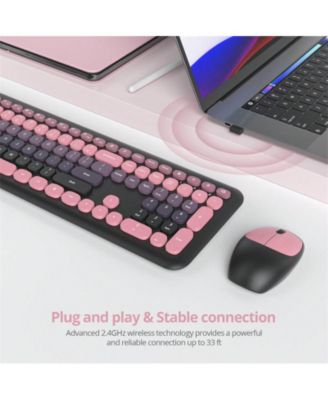 Quiet Wireless Keyboard And Mouse - Full-Size Colorful Keyboard And Mouse Combo, Slim Design, Low-Noise Typing For Windows PC Laptop - Black