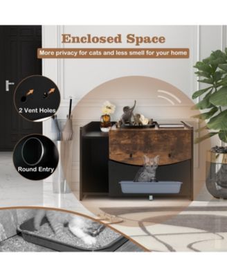 Cat Litter Box Enclosure with Pull-out Drawer