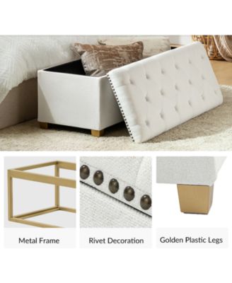 Lauris Classic Tufted Design Storage Bench with Nailhead Trim