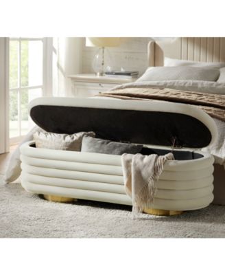 Rupert Bench with Gold-finished Metal Legs