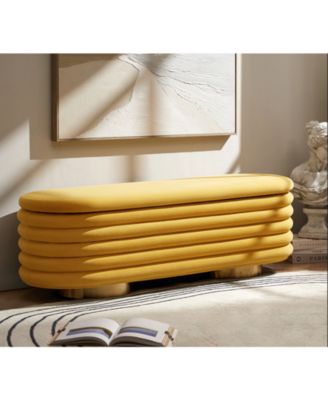 Rupert Bench with Gold-finished Metal Legs