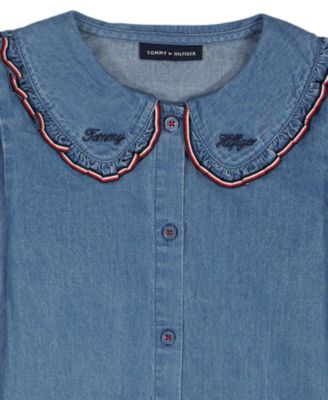 Girls' 4-6X Pan Collar Top and Ribbed Leggings, 2-Piece Set