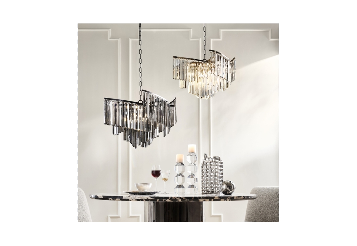 Z Gallerie Luxe Spiral Chandelier - Nickel/Clear