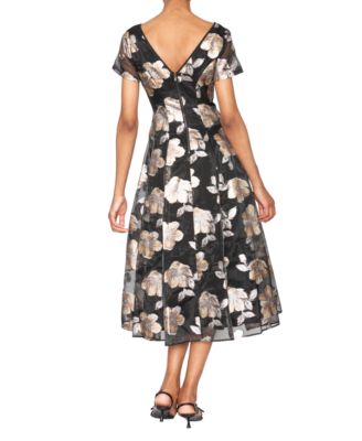 Women's V-Neck Organza Midi Dress