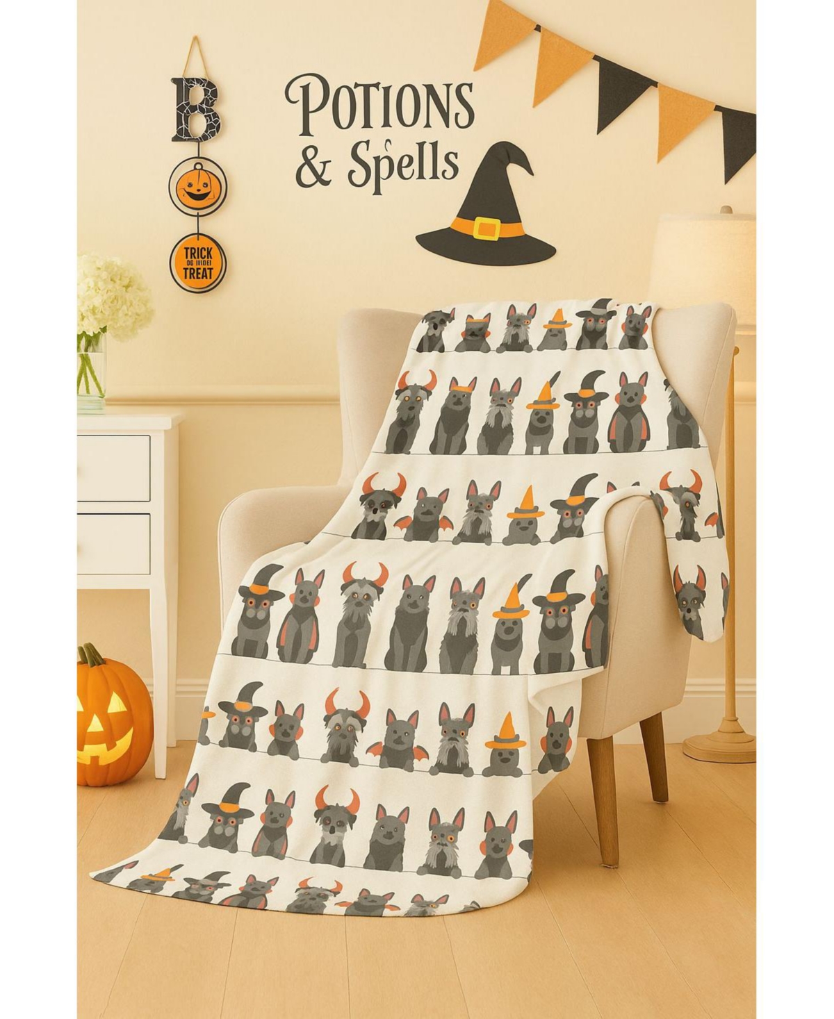 Kate Aurora Halloween Spooky Pets Ultra Soft & Plush Oversized Accent Throw Blanket - 50 in. W x 70 in. L