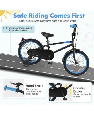 18 Inch Kids Bike with Adjustable Handlebar and Saddle Black