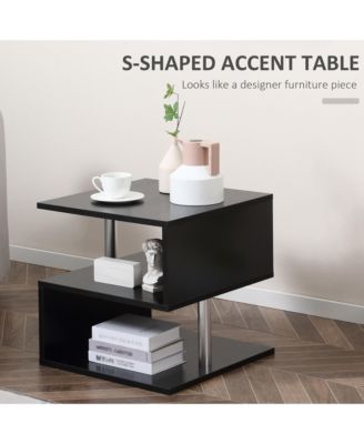 20" Chic Designer S-Shaped Multi-Level Accent End Table Shelf,