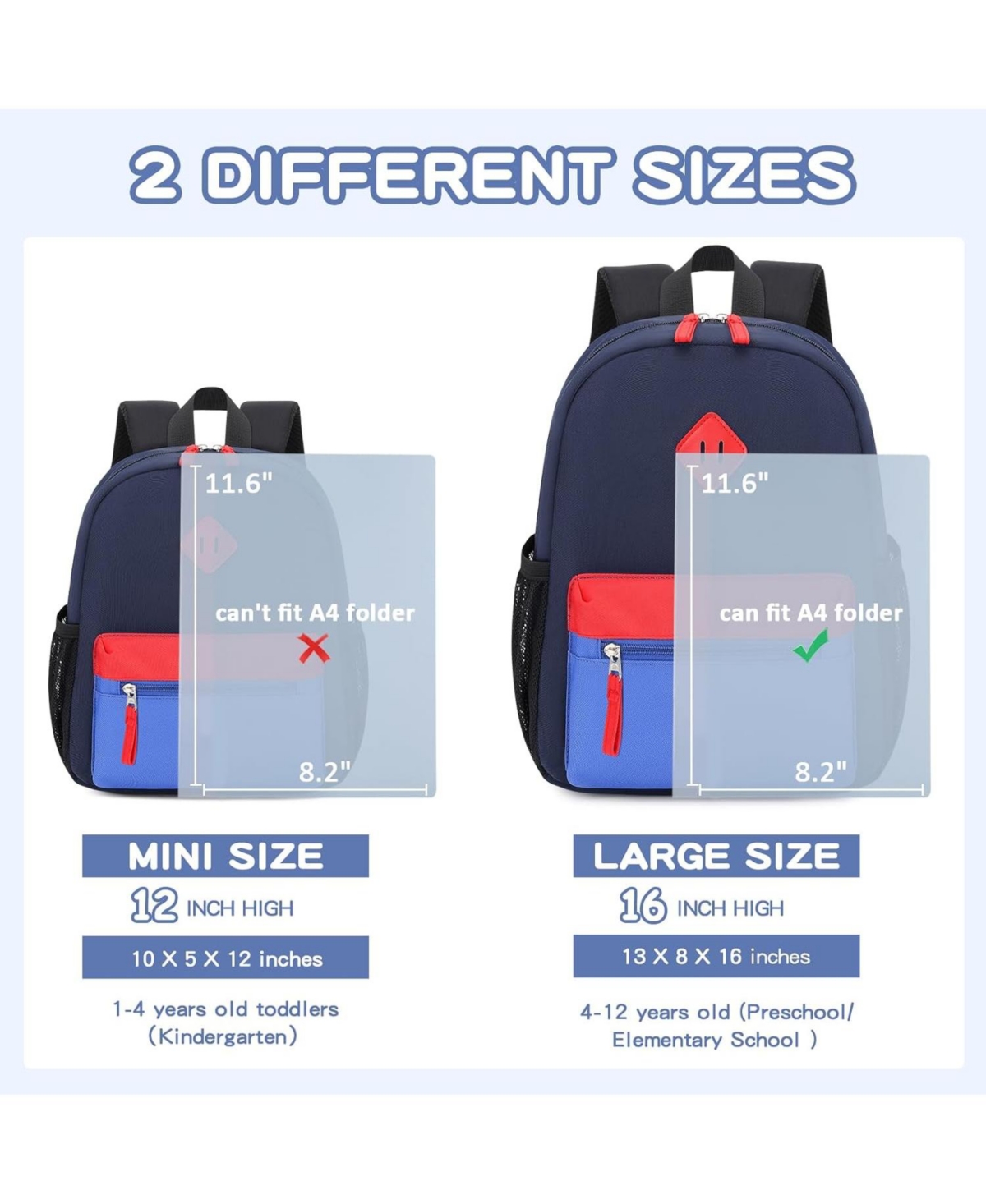 Batfox Kids Backpack, 16'' Lightweight School Backpack for Boys Girls,Casual Bookbag for Primary Elementary Middle School,Age 5-14