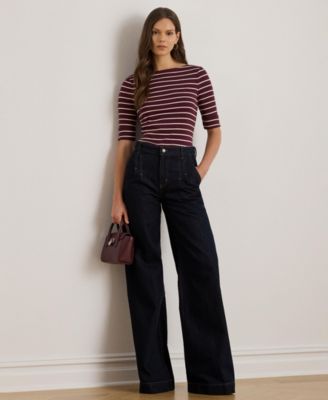 Women's Striped Boat Neck T-Shirt