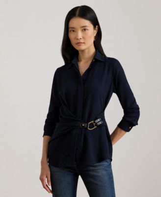 Women's Buckle Trim Top