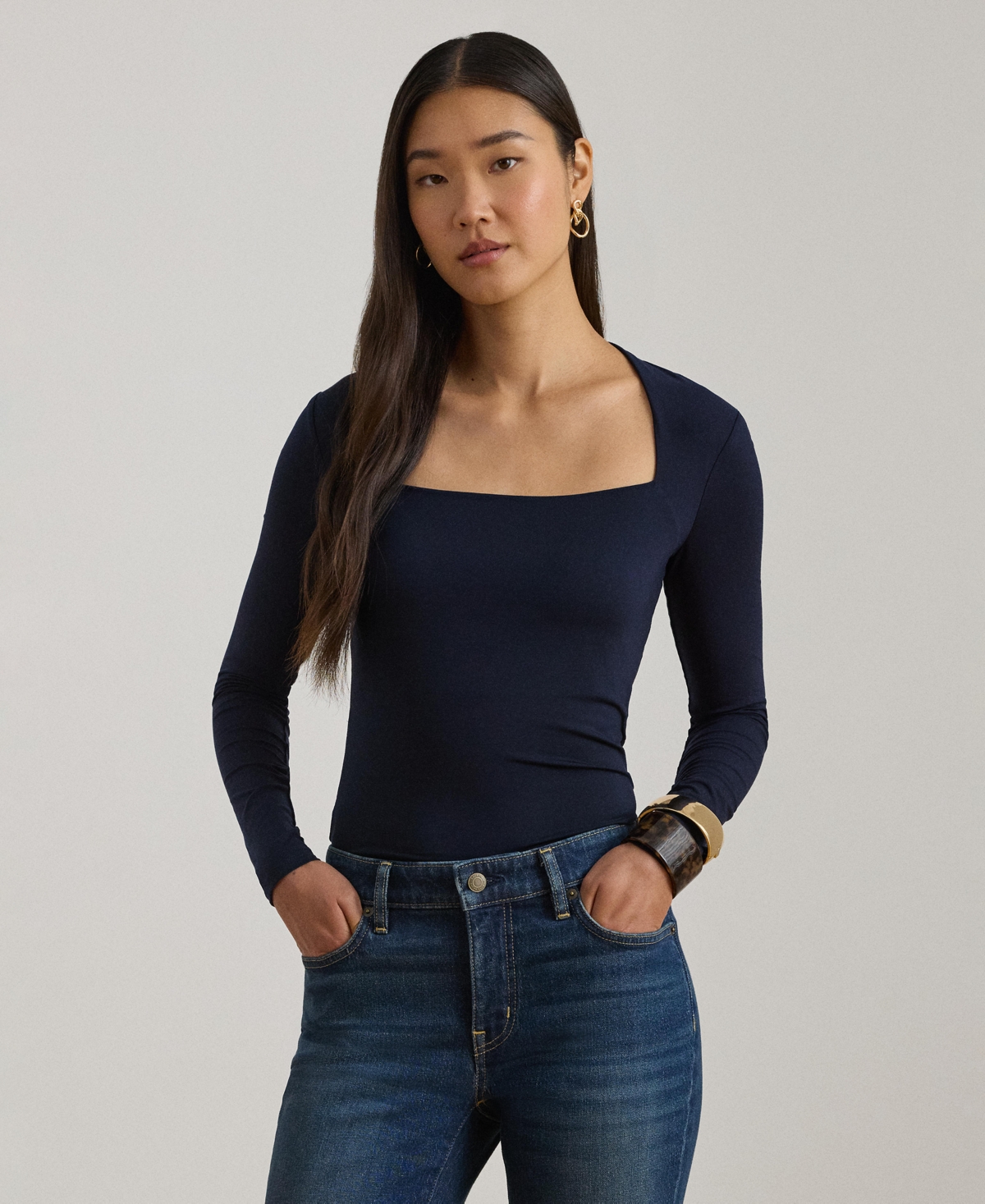 Ralph Lauren Women's Square Neck Top In Blue