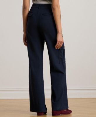 Plus Size Ponte Wide-Leg Cargo Pants