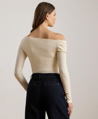 Women's Ribbed Asymmetrical Off-The-Shoulder Top