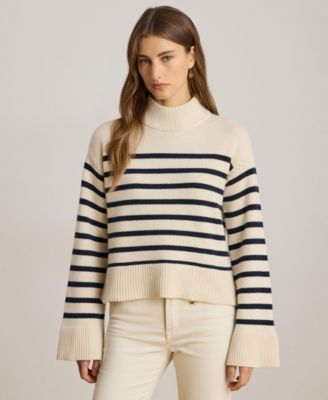 Women's Striped Mock Neck Sweater