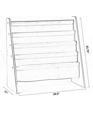 4 Tiered Colorful Lined Kids' Sling Magazine Book Rack
