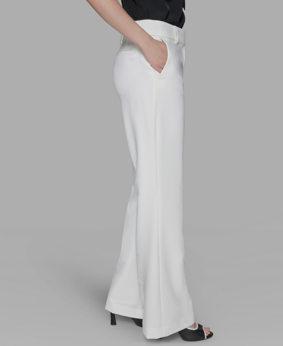 Karl Lagerfeld Women's Flare Leg Pants In White