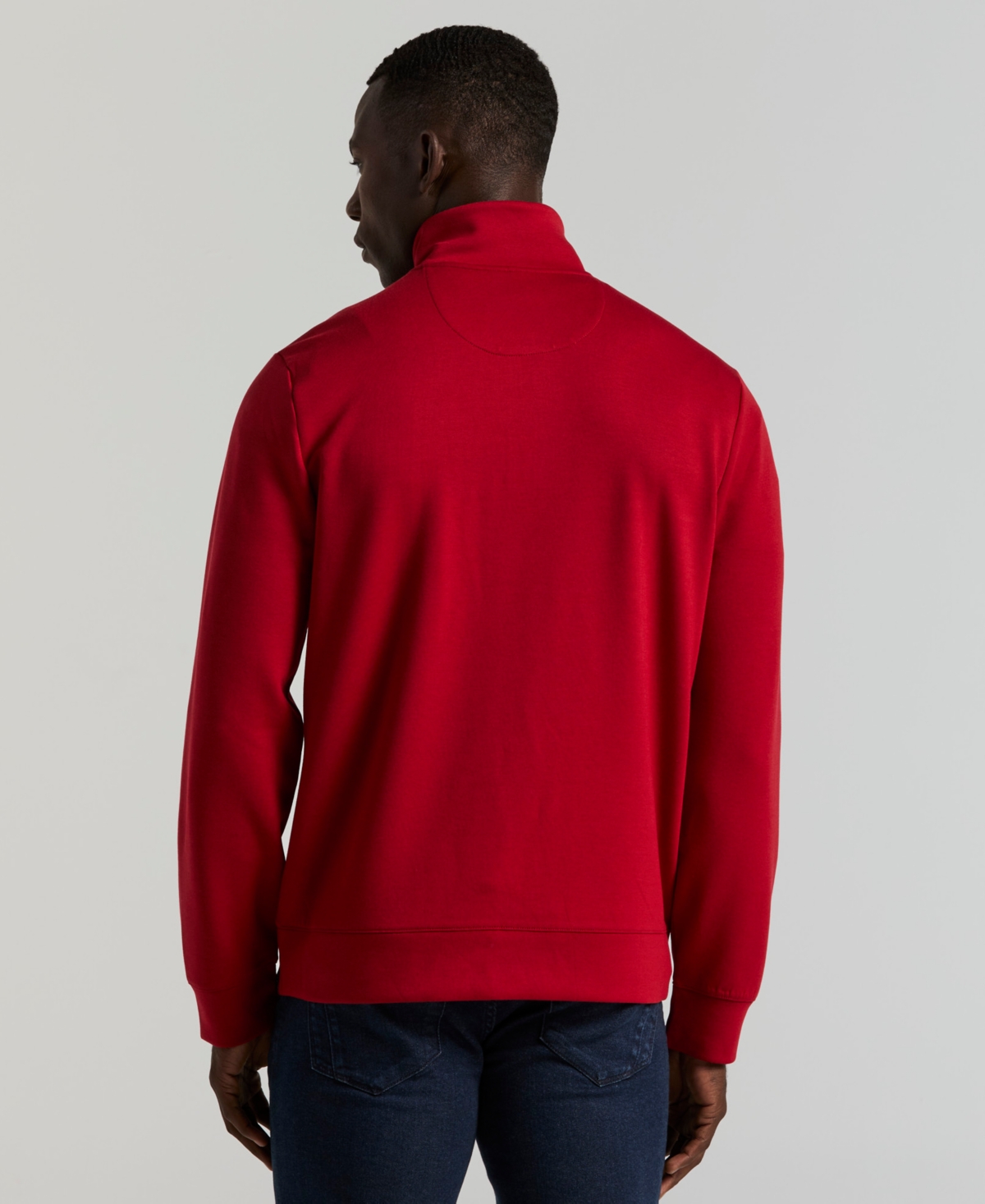 Perry Ellis Men's Neoprene Quarter Zip Long-Sleeve Sweater