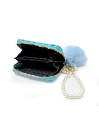Girls Mermaid Tail Wallet with Pom-Pom & Pearl Strap