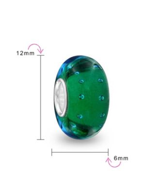 Set of 2 Murano Glass Green Pink Blue Aqua Red Ocean Spacer Charm Bead Sterling Silver Core
