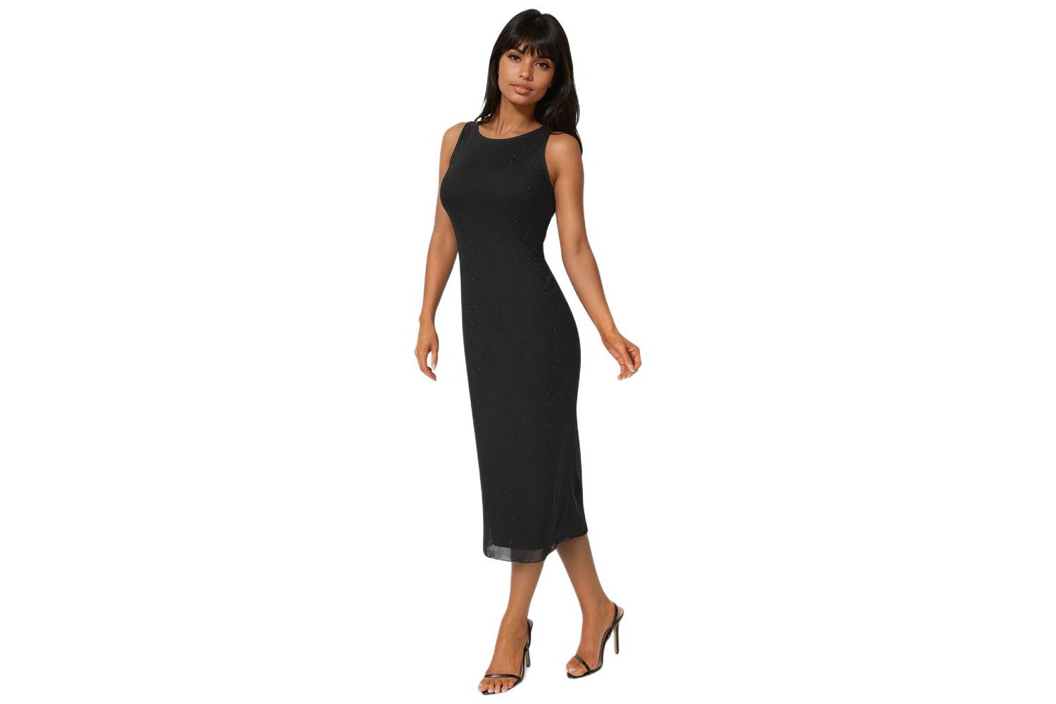 Women's Powermesh Rhinestone Sleeveless Maxi Dress