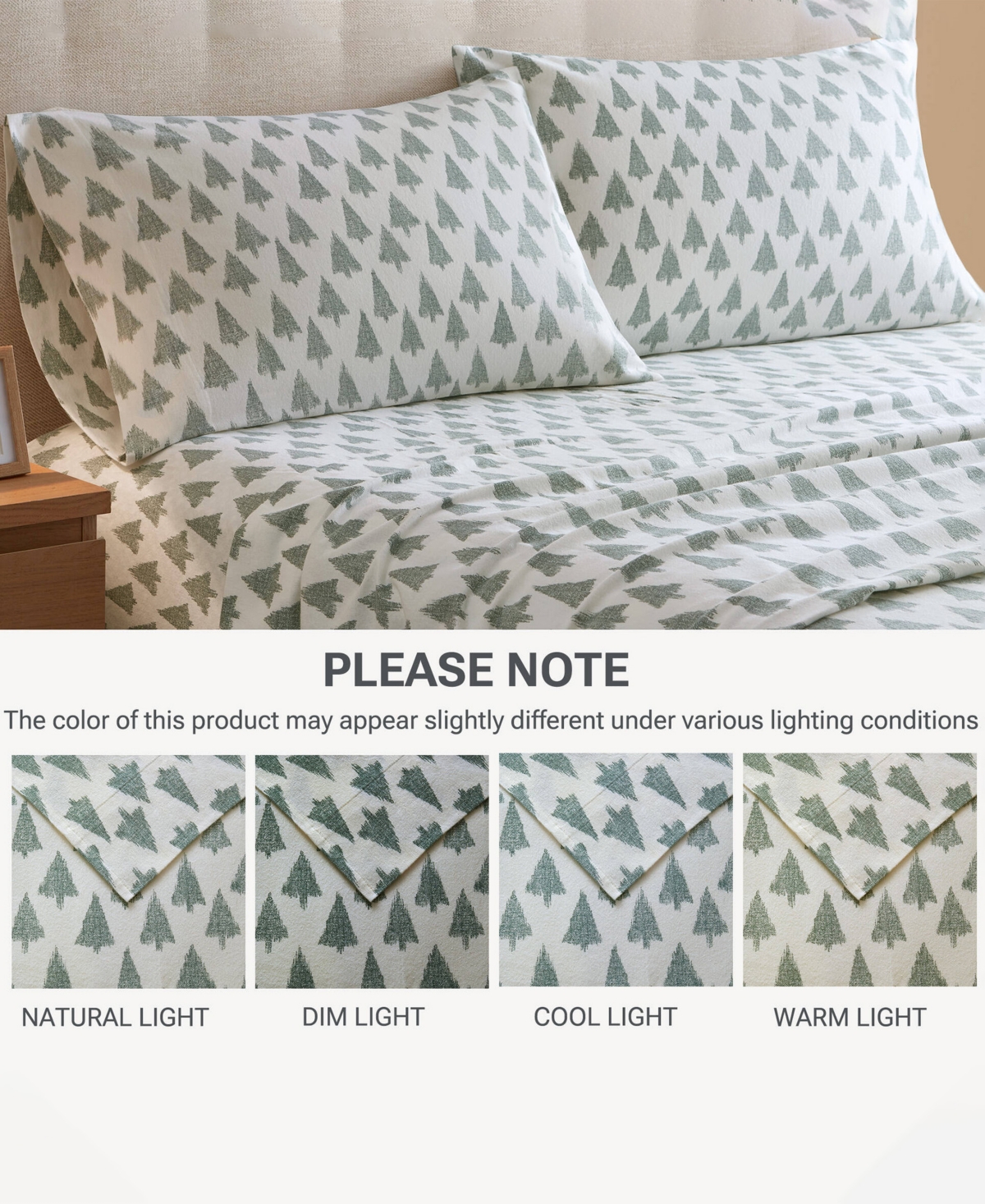 Madison Park Novelty Printed Cotton Flannel 4-pc. Sheet Set, King In Green