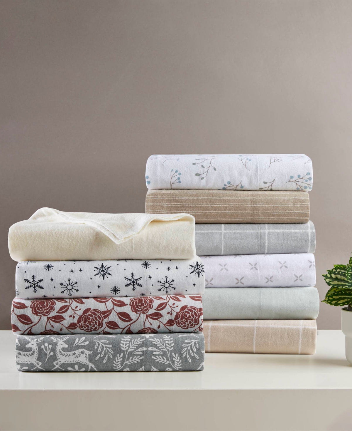 Madison Park Novelty Printed Cotton Flannel 4-pc. Sheet Set, California King In White