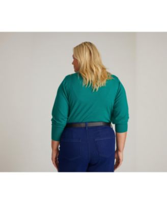 Plus Size Savvy Fine Knit V Sweater