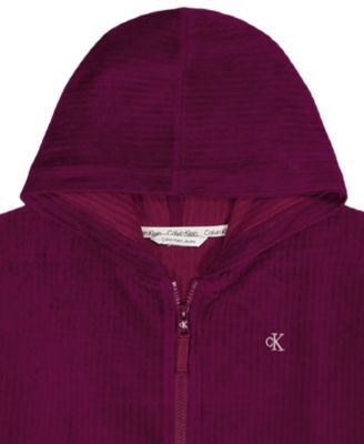 Girls' 7-16 Rib Velour Hoodie