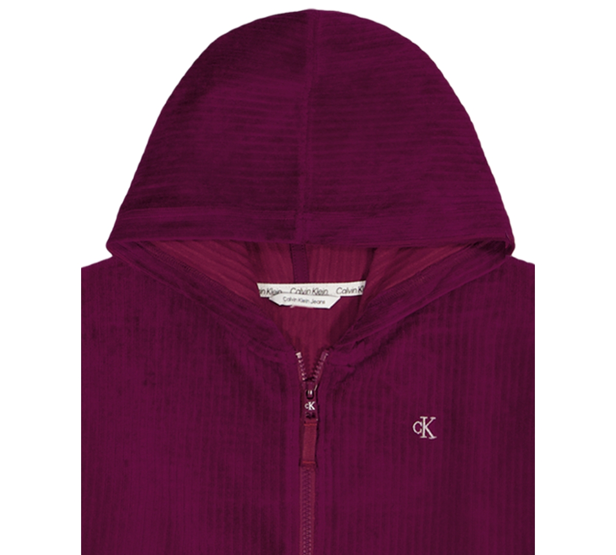 Calvin Klein Girls 7-16 Rib Velour Hoodie In Purple