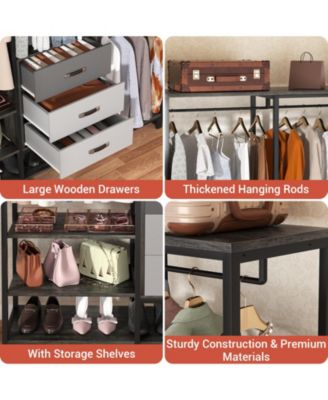 74'' Closet Organizer with Wood Drawers