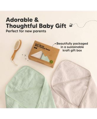 2pk Lyra Muslin Baby Towels with Hoods for Girl, Boy, Soft, Absorbent, Cotton Hooded Baby Bath Towels