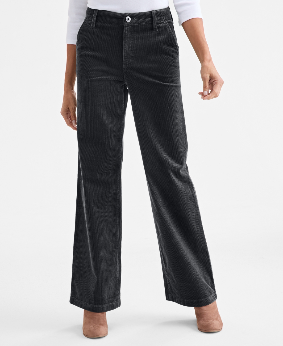 Style & Co Petite Mid Rise Wide-Leg Corduroy Pants, Macy's Exclusive