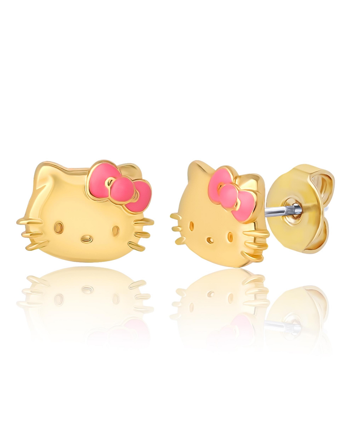 Hello Kitty Earring Set, 2-Pair, Gold-Tone Studs & Pave Dangle Hoops