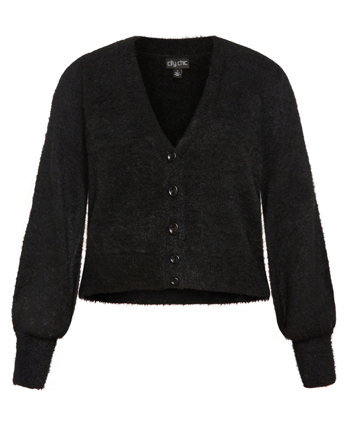 City Chic Women's Sweaters Fluffy Button Cardigan