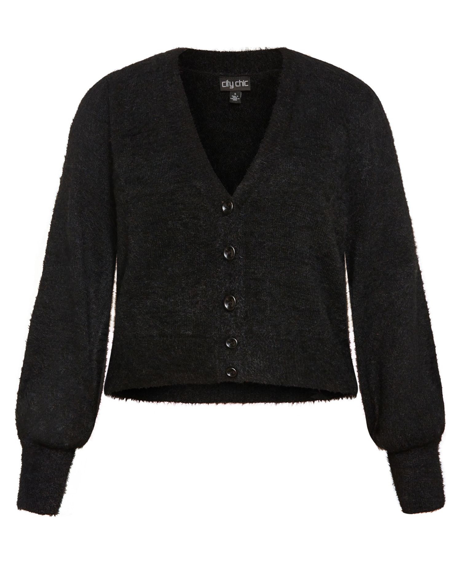 Plus Size Fluffy Button Cardigan