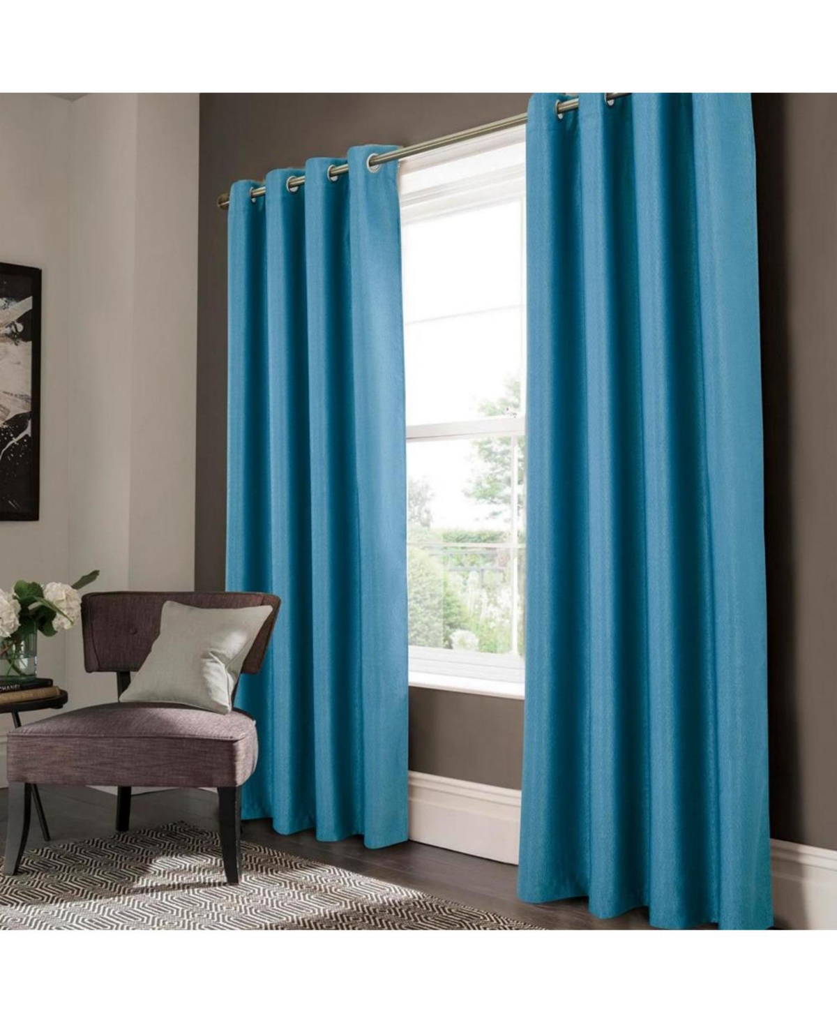 Olivia Gray Lydia Matte Embossed One Blackout Panel - 52"x95", Blue