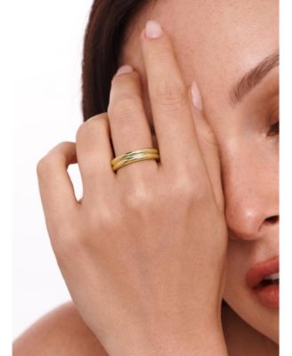 Lined Band Ring in Gold Plated Sterling Silver, Size 9