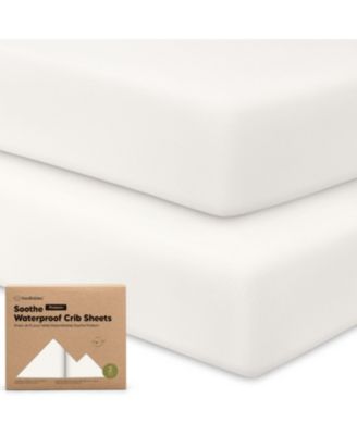 2pk Soothe Waterproof Fitted Crib Sheets for Girl, Boy, 100% Soft Cotton Crib Mattress Protector Sheet