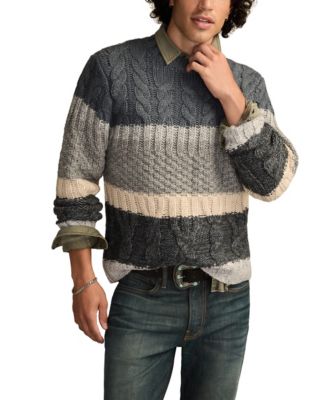 Men's Cable Stripe Crewneck Sweater