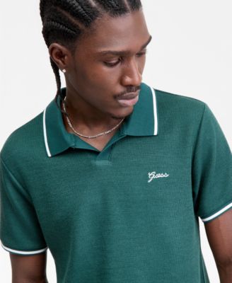 Men's Weston Waffle-Knit Tipped Polo Shirt 