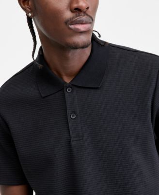 Men's Waffle-Knit Polo Shirt